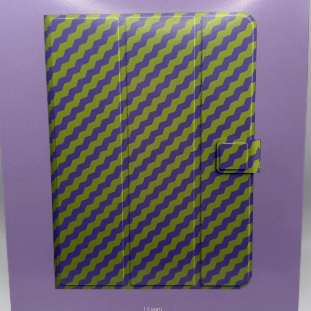 GEMS Kids Universal Tablet Case Purple Green Wavy Stripe Folio‎ 7-11 inch